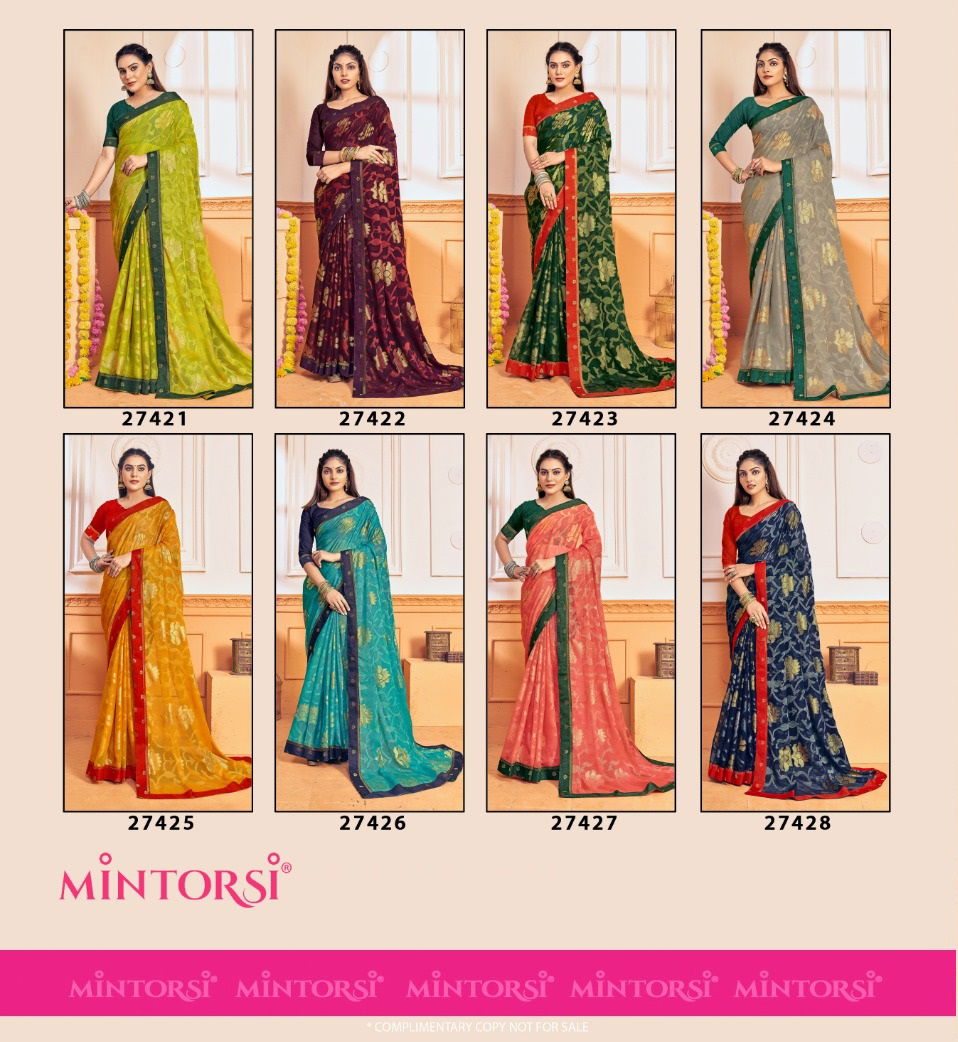 Keshu By Mintorsi 27421-27428 Chiffon Sarees Catalog